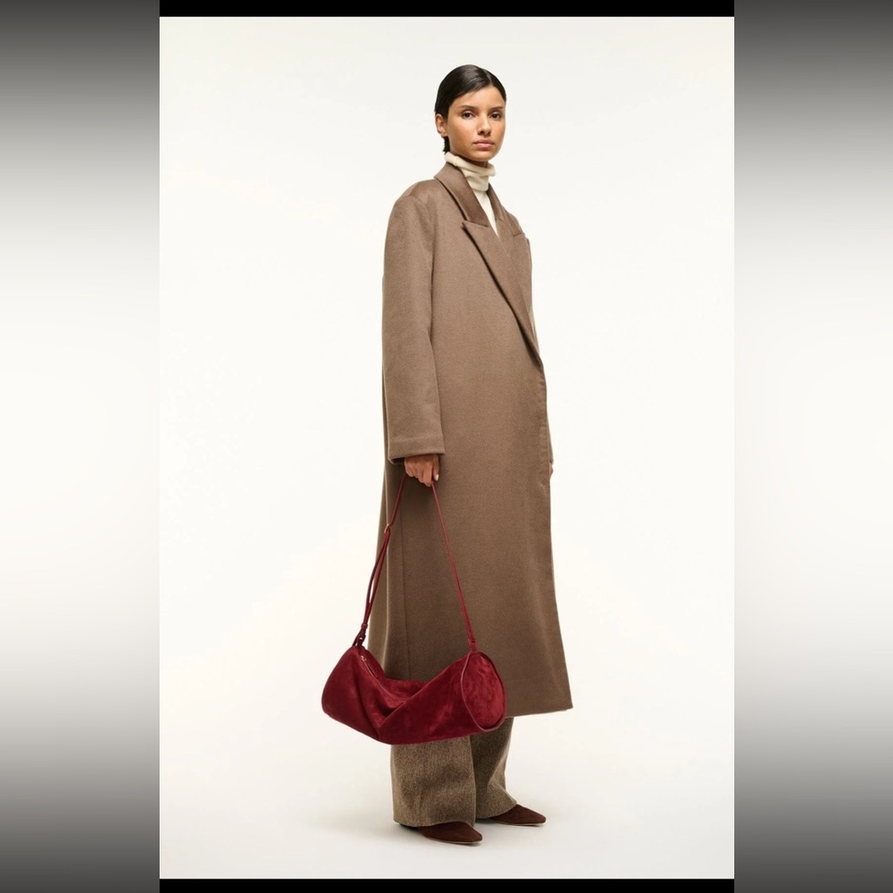 NWT STAUD Taru Pinot Elegant Burgundy Suede Shoulder Bag - Picture 5 of 7